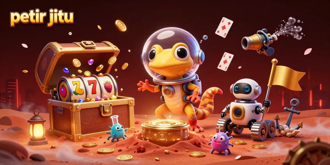Petir jitu menunjukkan kasino emas yang terkubur di Mars dengan banyak permainan slot menunggu untuk dimenangkan.