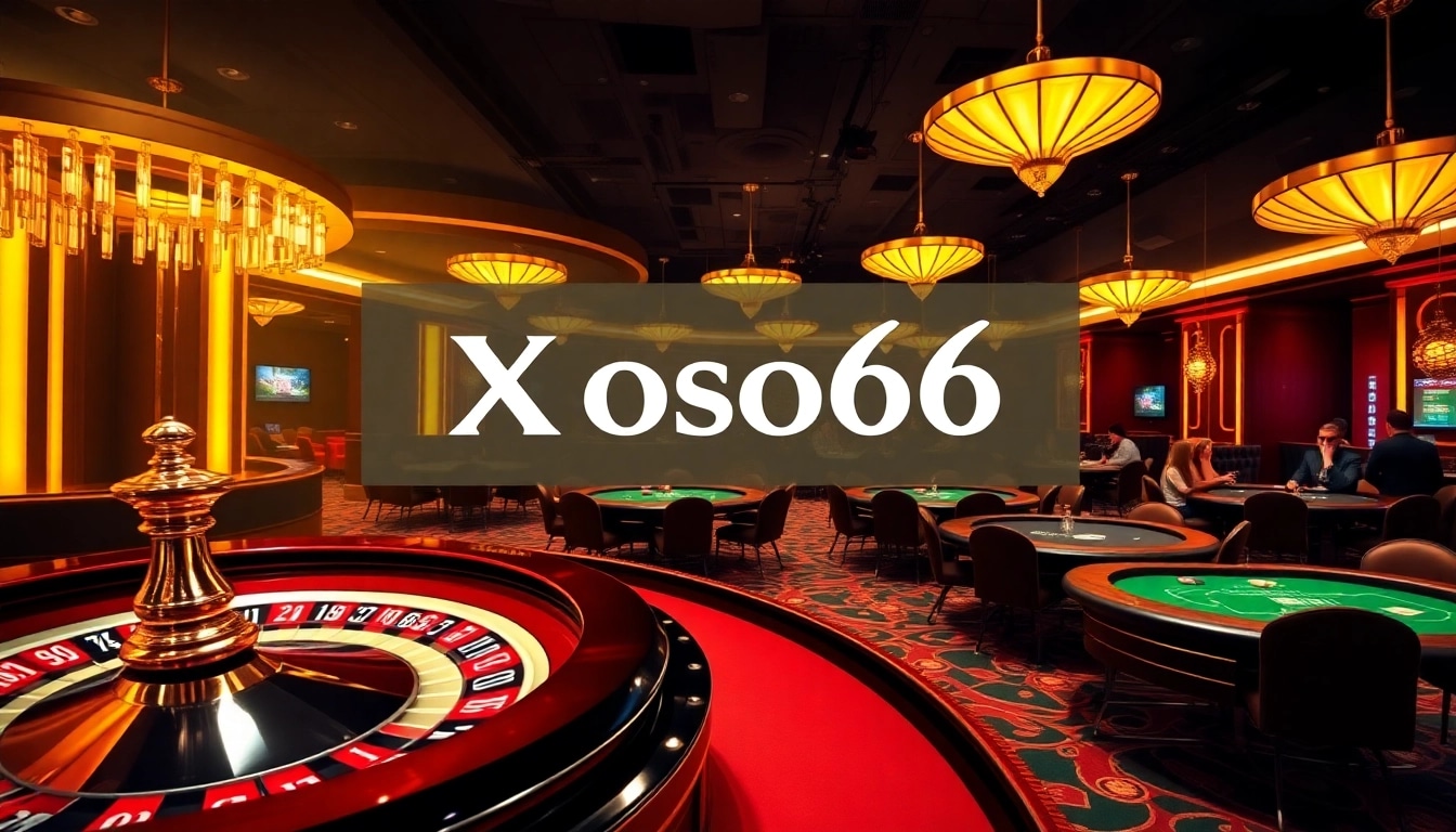 Xoso66 players enjoying a vibrant casino experience with roulette wheels and chips.