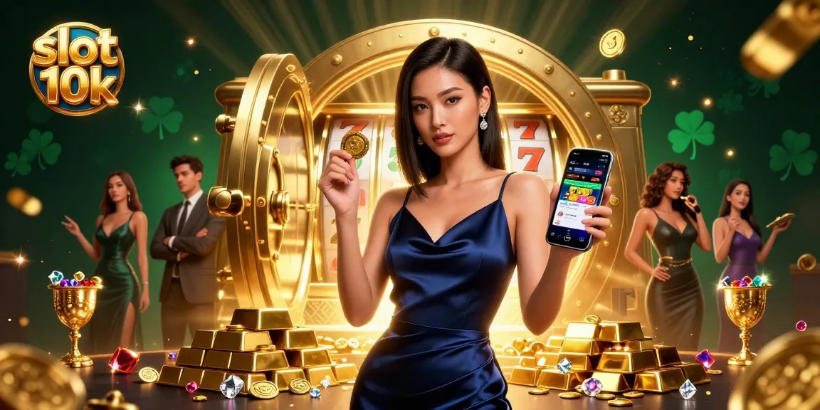 Play slot 10k for exciting wins with dynamic 3D illustration capturing casino excitement.
