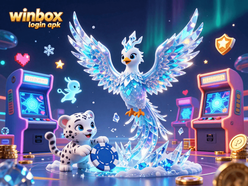 Experience seamless gaming with winbox login apk, featuring vibrant casino elements and charming characters.