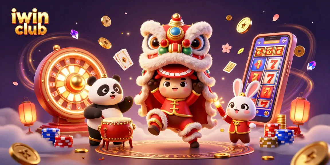 Experience the iwin club excitement with a festive lion dance scene filled with slot treasures.
