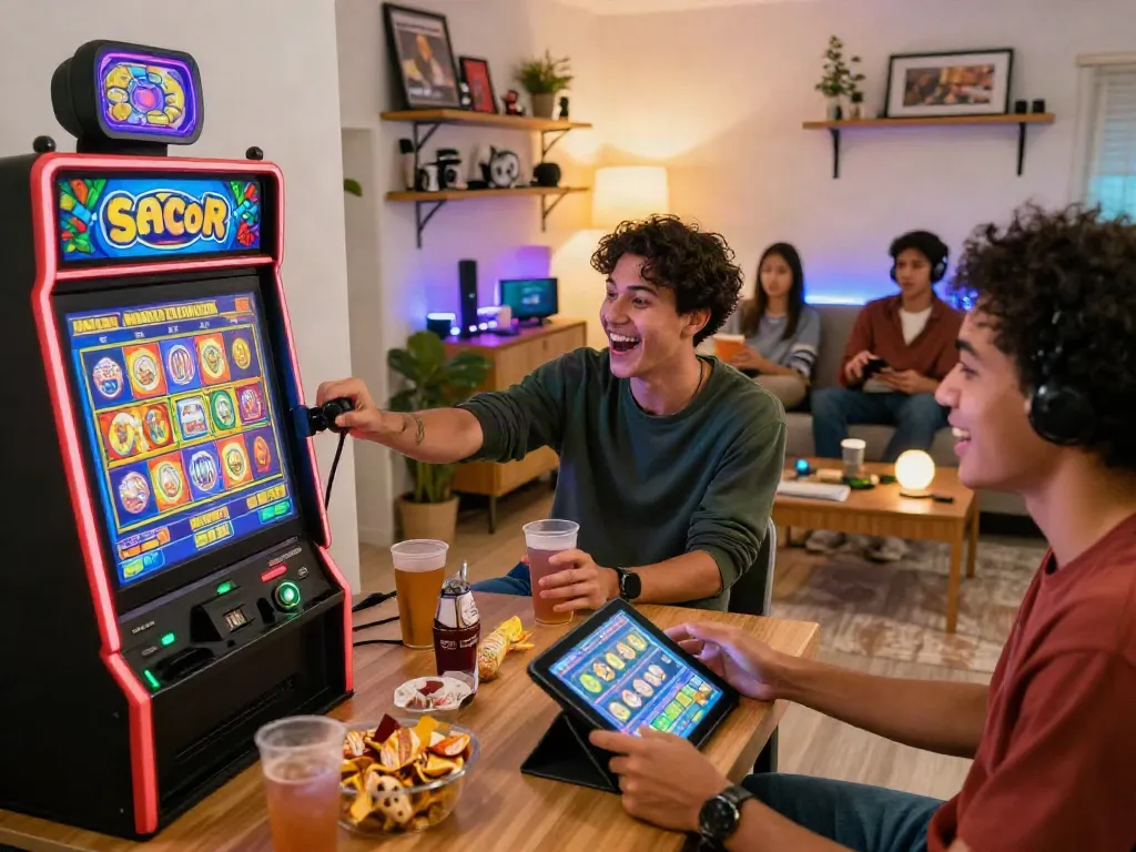 Engaged players experiencing slot online gacor excitement at home