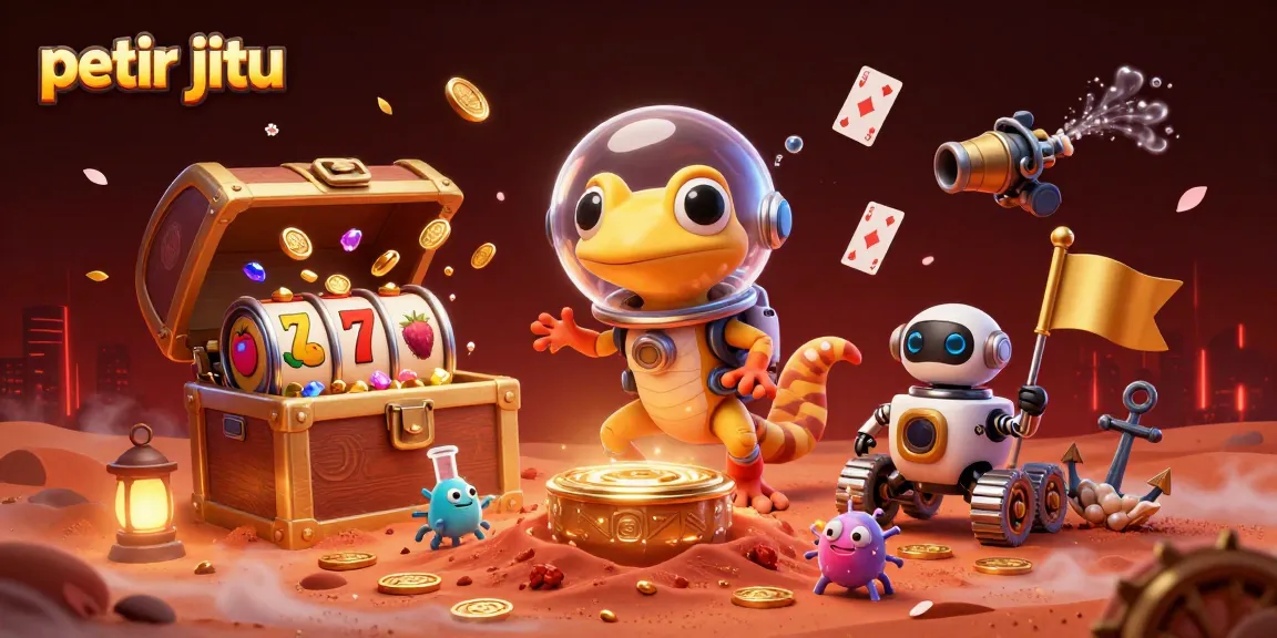 Petir jitu menunjukkan kasino emas yang terkubur di Mars dengan banyak permainan slot menunggu untuk dimenangkan.