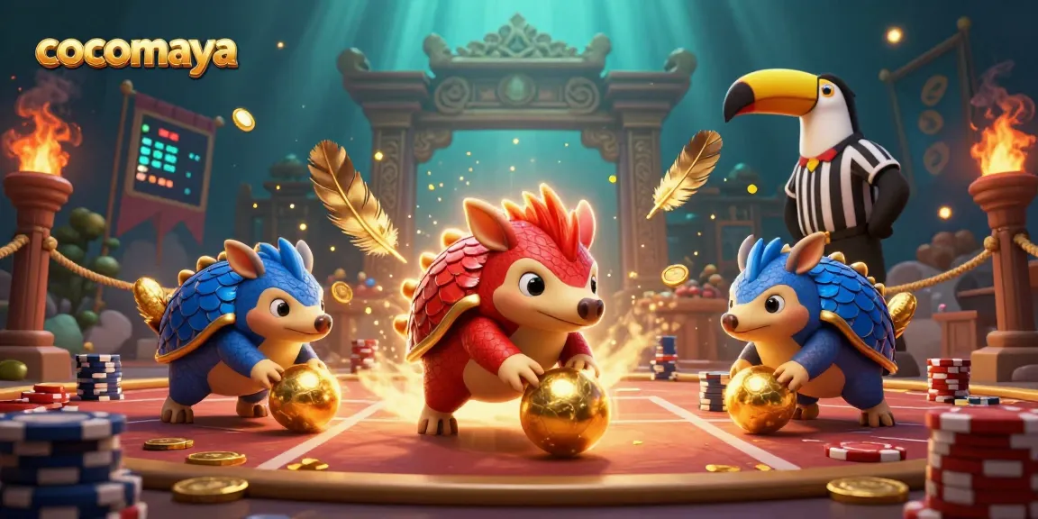 Betting action with cocomaya pangolins competing in a dynamic casino scene filled with poker chips and confetti.
