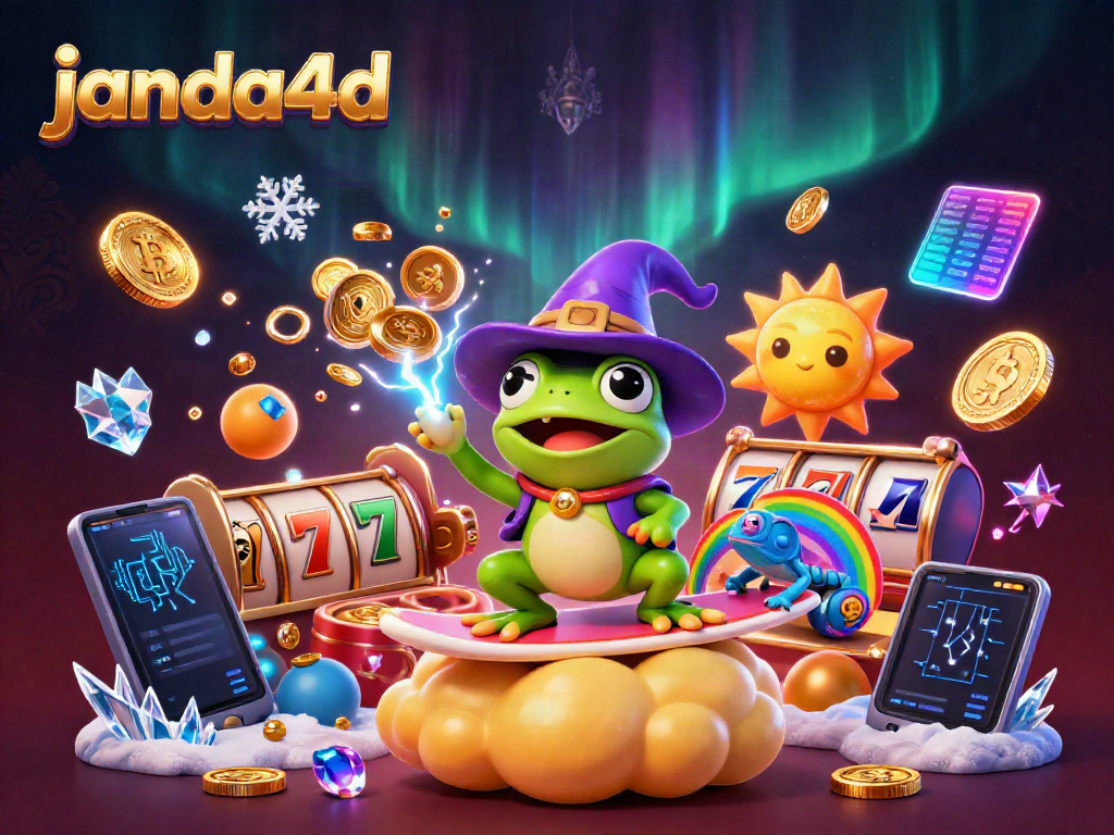 Janda4d menghadirkan ilustrasi 3D yang mempesona dengan wizard beruang cuaca mengumpulkan koin emas dalam platform kasino online.