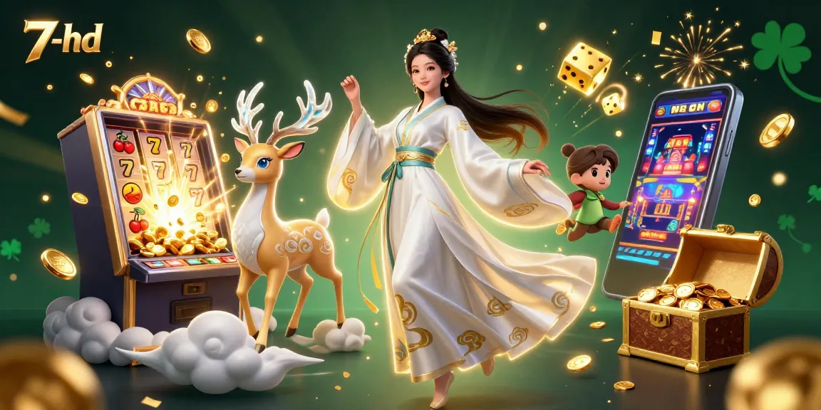 Experience thrilling wins with 7-hd's rich casino scene featuring jackpot, vibrant characters, and stellar gaming elements.