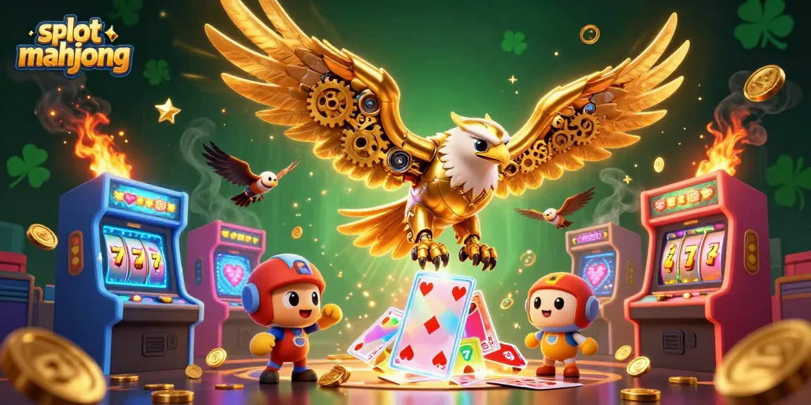 Engage with slot mahjong in this vibrant 3D scene featuring a golden eagle and game elements.