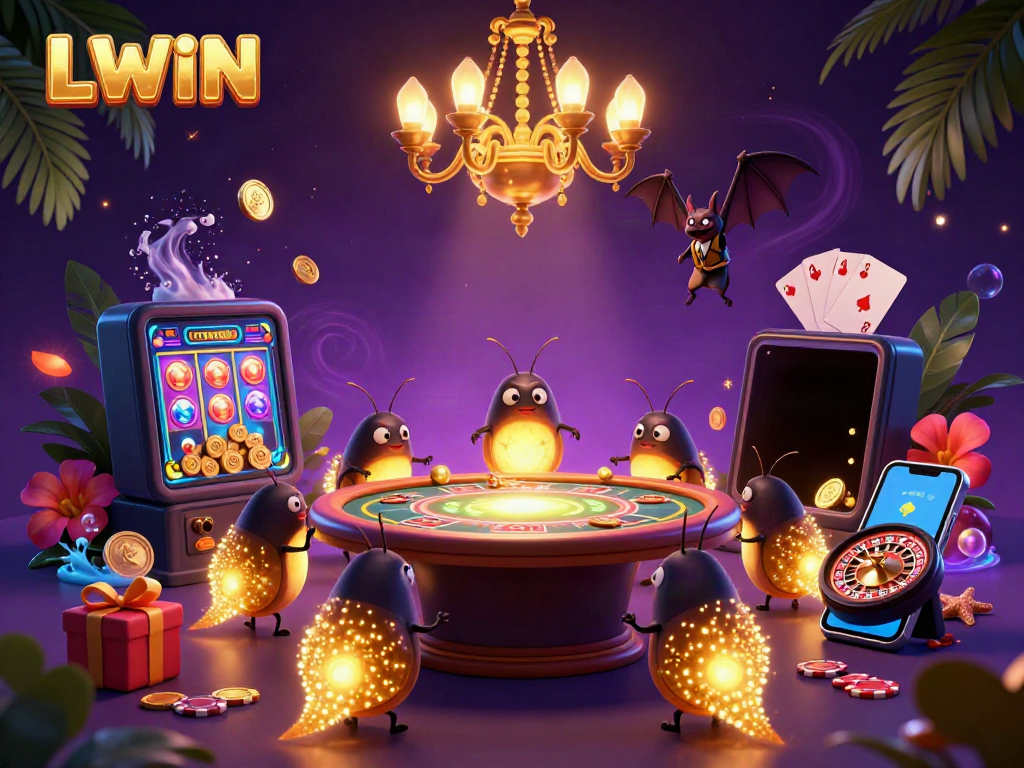 Experience the magic of LLWIN with a glowing casino filled with vibrant games and dynamic lighting.
