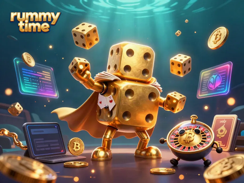 Rummy Time showcases exciting online gameplay with vibrant characters and casino elements.