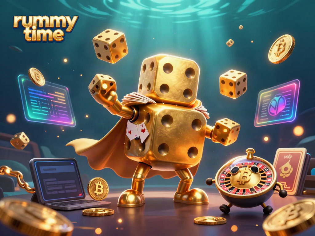 Rummy Time showcases exciting online gameplay with vibrant characters and casino elements.