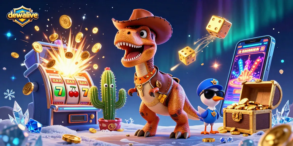 Dewalive menampilkan slot jackpot meledak bersama T-Rex cowboy dan teman-temannya!