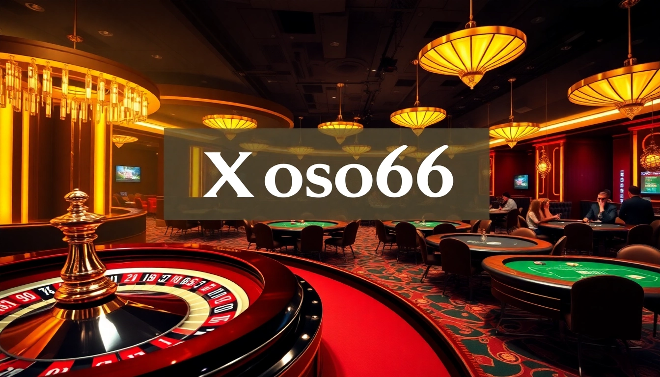 Xoso66 players enjoying a vibrant casino experience with roulette wheels and chips.