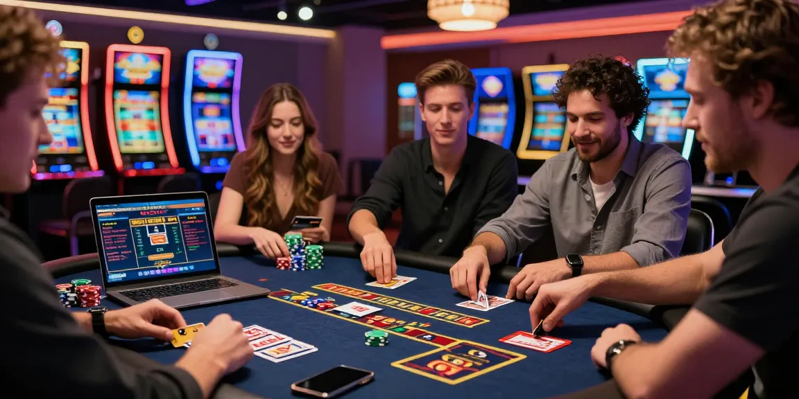 Exciting scene of players at credit card casinos UK, engaging in vibrant gaming experiences.
