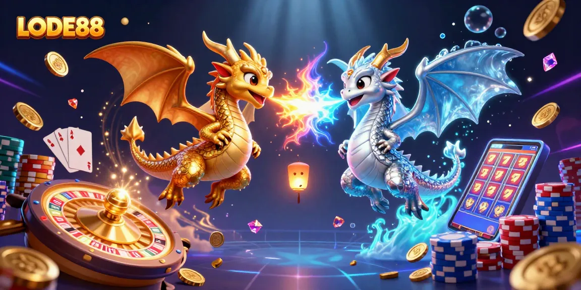 Experience winning at LODE88 with thrilling dragons, coins, and a dynamic casino scene