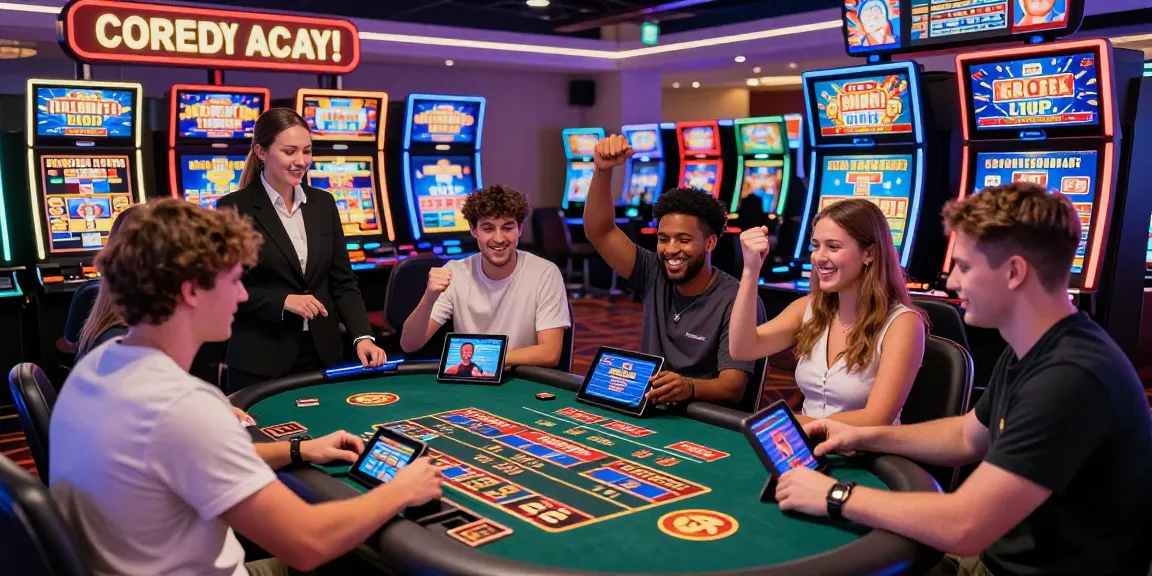 Exciting scene at https://dea.org.uk showcasing players engaged in credit card casino gaming with vibrant slot machines and live dealers.