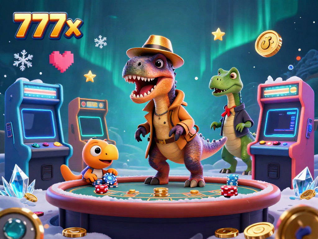Experience thrilling games with 777x: Velociraptor card counter at a vibrant casino!