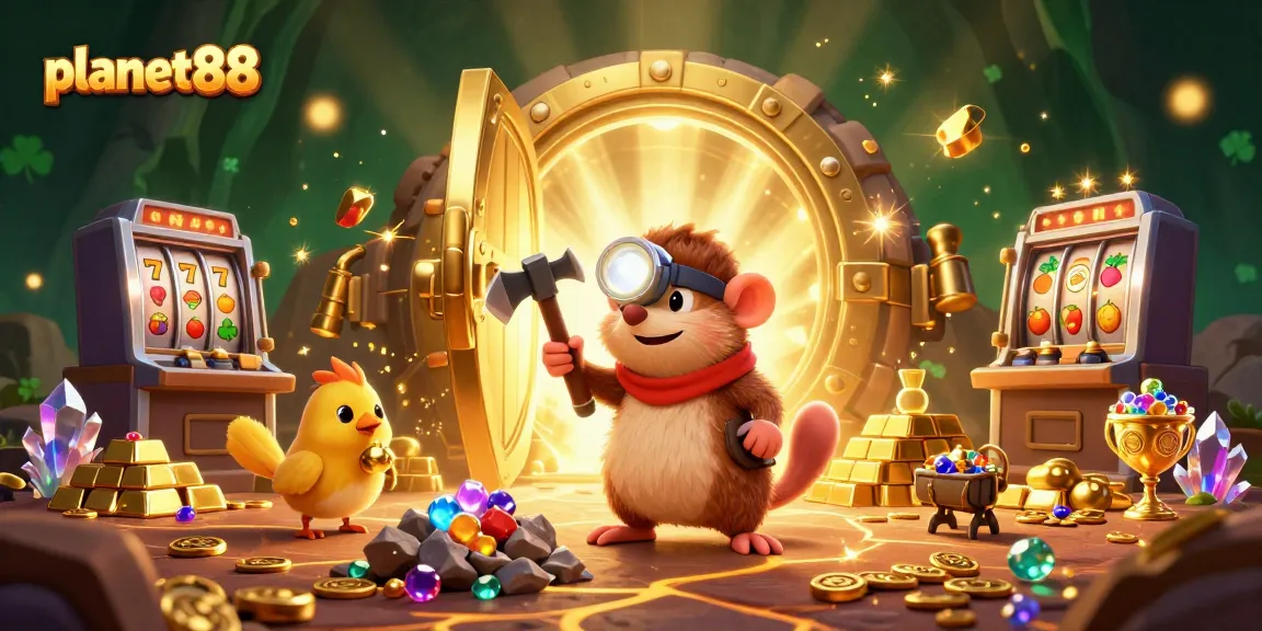 Join the treasure hunter mole at planet88 as he discovers slot riches in a vibrant casino cave.