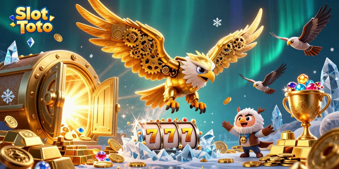 Slot Toto memicu kemenangan dengan simbol slot & harta berkilau dalam ilustrasi 3D yang memukau.
