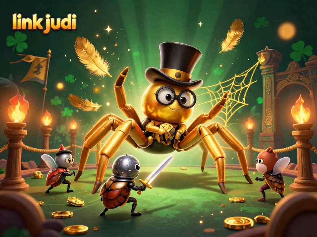 Experience thrilling adventures with link judi amidst a vibrant casino scene featuring unique characters and elements.