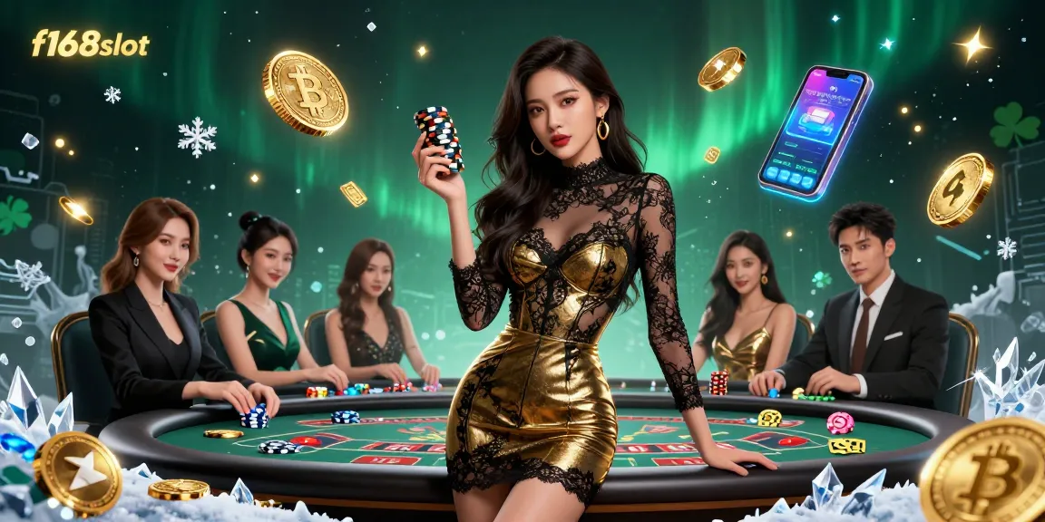 Experience the thrill of f168slot at a luxurious casino table with high-value chips and cryptocurrencies.