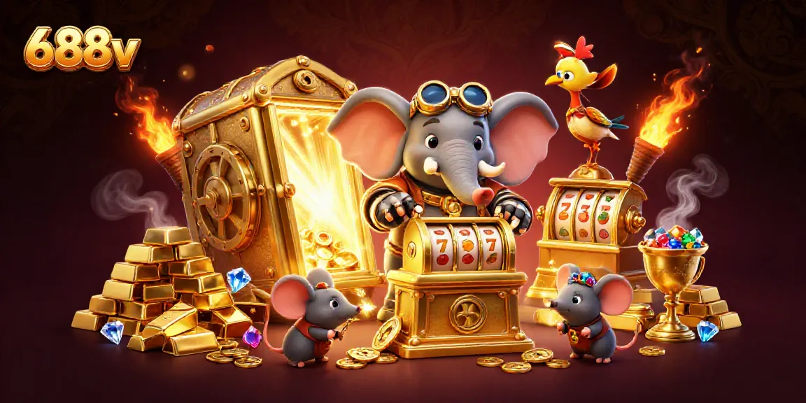 Spin the golden slot machine with 688v's steampunk-themed charm and vibrant treasures.