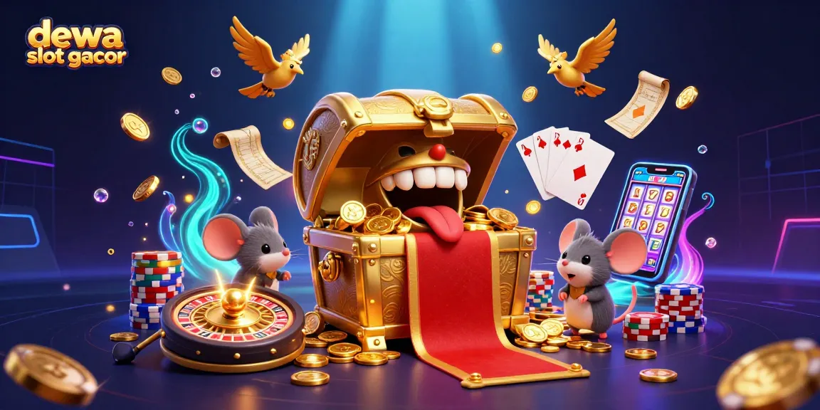 Gali jackpot mencari dewa slot gacor dalam ilustrasi kasino dengan berbagai elemen permainan menarik.