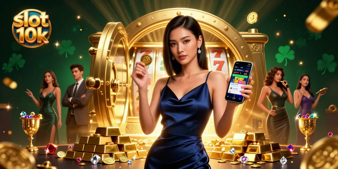 Play slot 10k for exciting wins with dynamic 3D illustration capturing casino excitement.