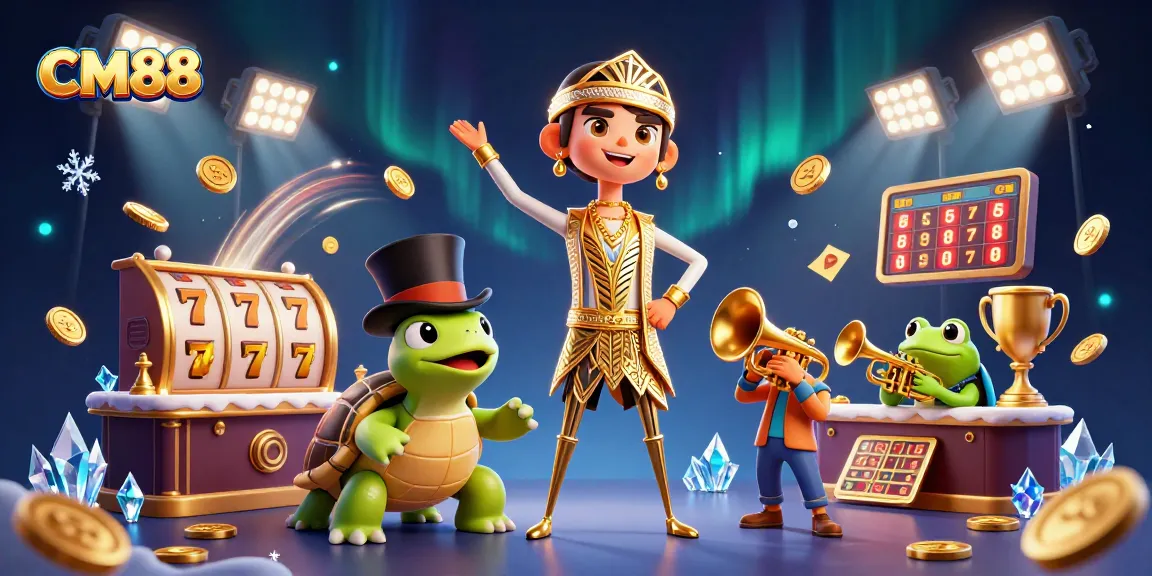 Experience winning at CM88 with a vibrant 3D casino scene showcasing fun characters and thrilling games.