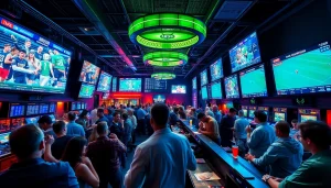 Engaged bettors participating in Sports Betting at a lively sportsbook environment.