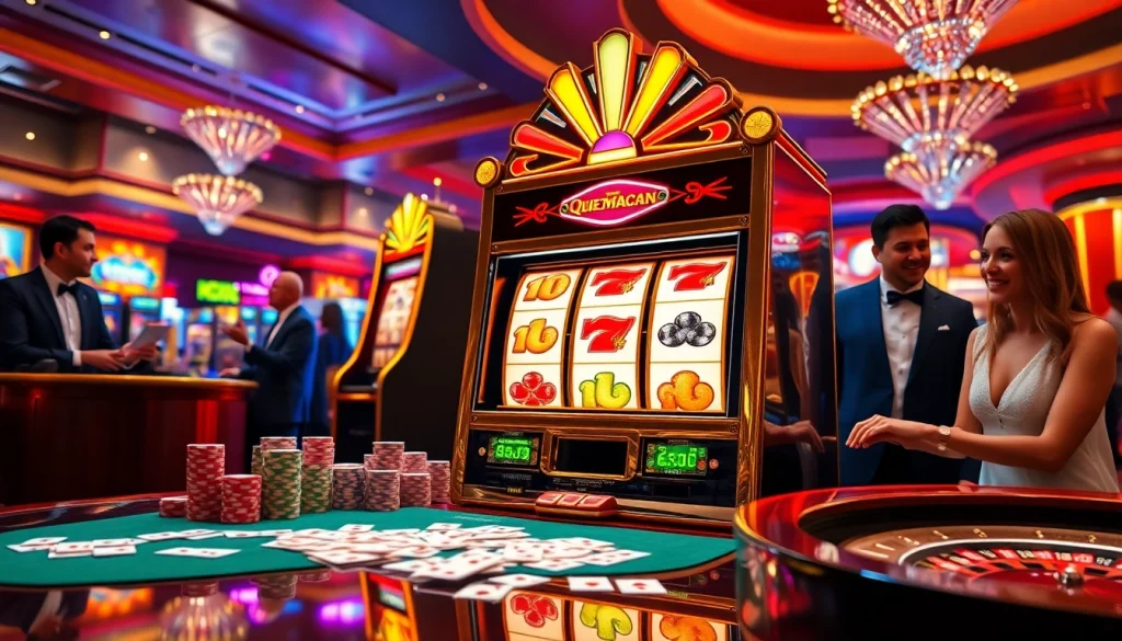 Experience the thrill of qqmacan slot in a vibrant casino atmosphere.