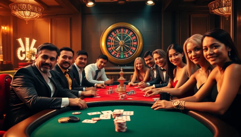 Experience the thrill of poker at a luxurious casino table featuring lu88 elements and high-stakes excitement.