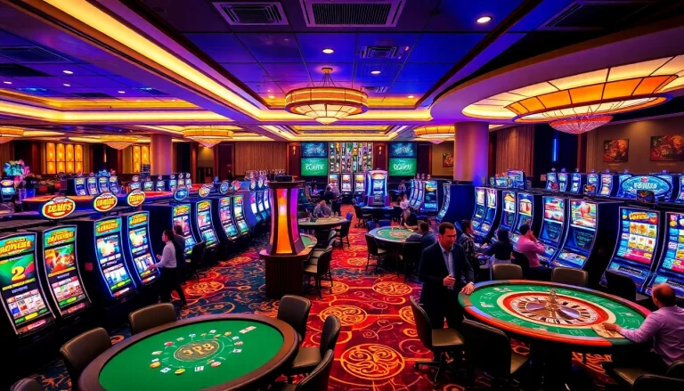 Players enjoying the thrilling experience of slot88 machines in a luxurious casino setting.
