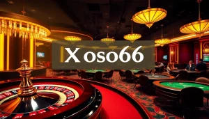 Xoso66 players enjoying a vibrant casino experience with roulette wheels and chips.