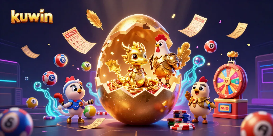 Kuwin reveals a spectacular scene with a golden baby dragon, poker chips, and dynamic lottery elements